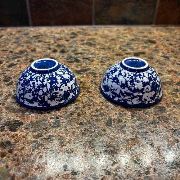 New The Pioneer Woman Dipping Bowls Set of 2 Cobalt Splatterware Dip Bowl 3.1" - Picture 3 of 5